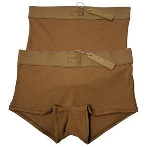 SKIMS‎ Cotton Rib + Cotton Jersey Boy Shorts Lot of 2 Camel XXS